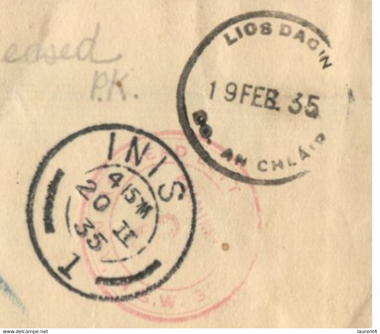 (S 9) 1935 -  Letter Posted From Australia (Sydney) To Ireland (returned - Reason Décéder = Dead) - Altri & Non Classificati