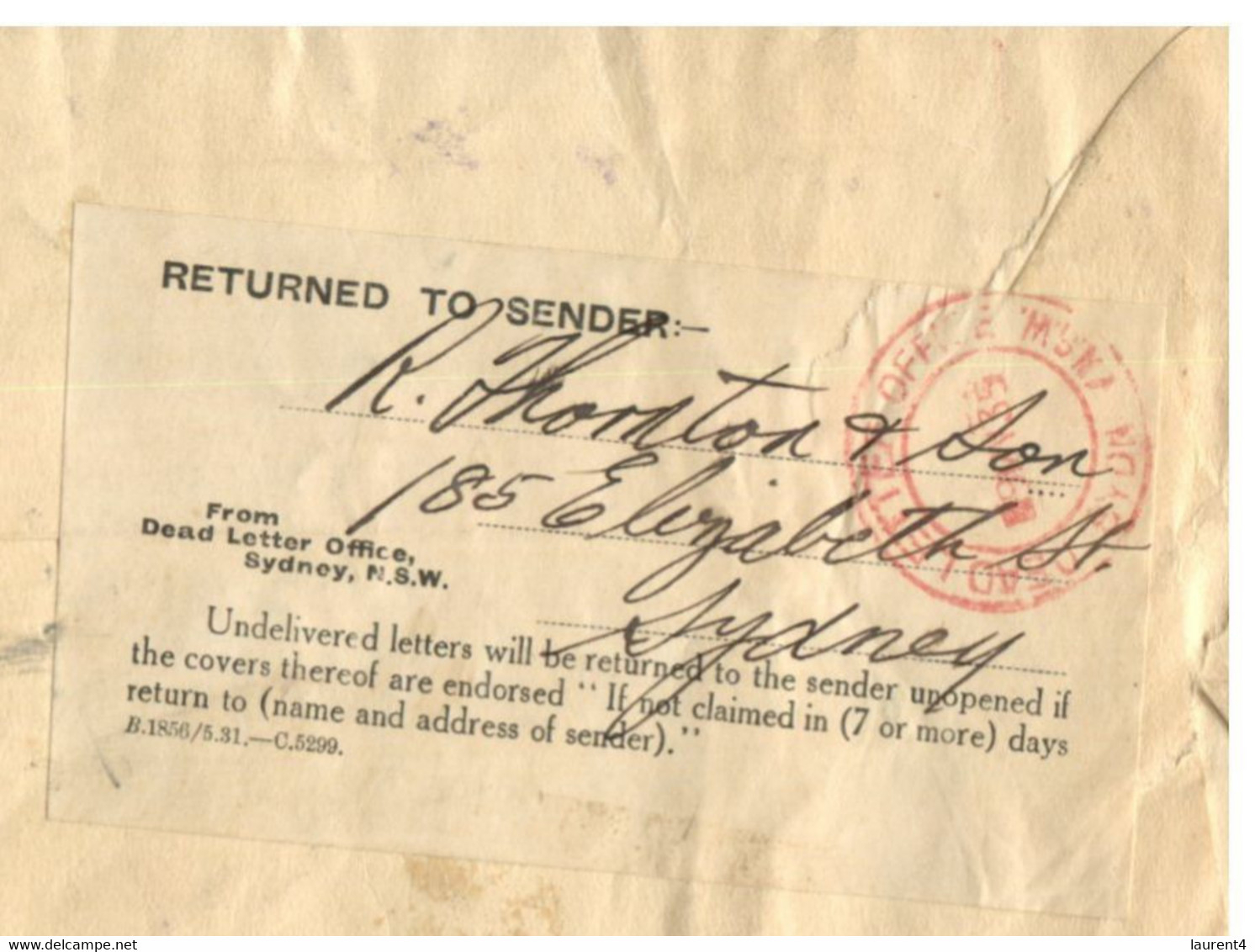 (S 9) 1935 -  Letter Posted From Australia (Sydney) To Ireland (returned - Reason Décéder = Dead) - Otros & Sin Clasificación