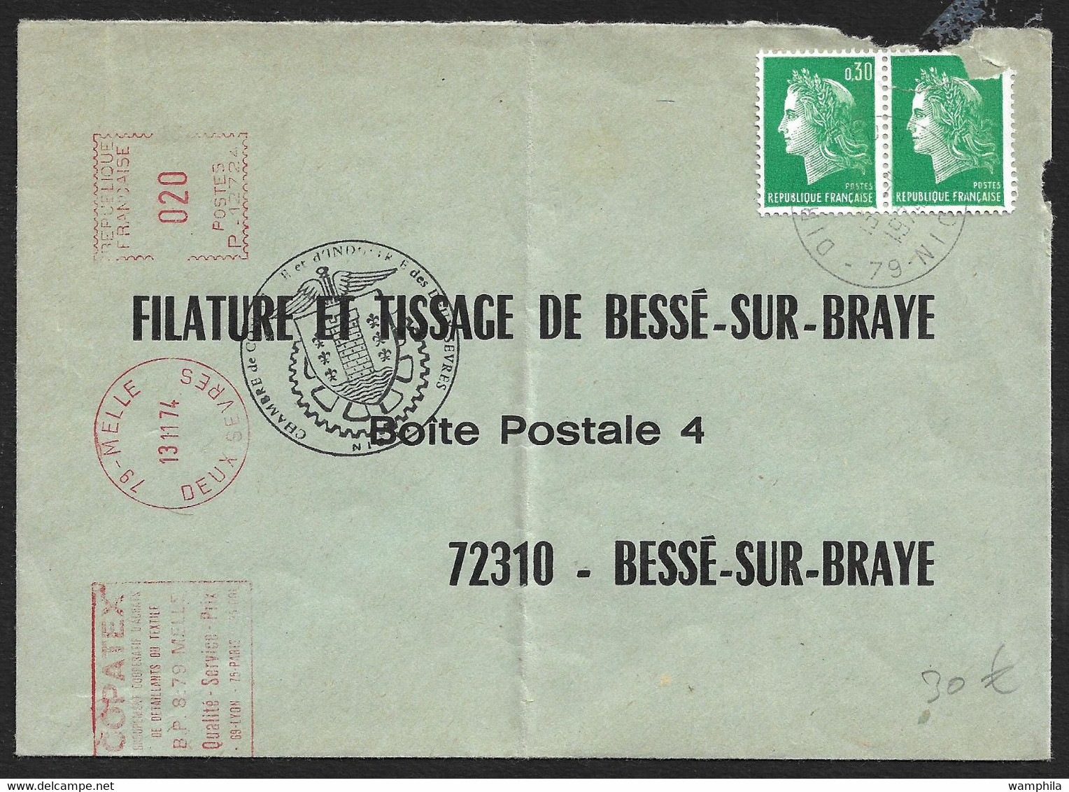 Chambre De Commerce Des Deux Sèvres (double Affts. 2x30Cts Et Afft. Mécanique) - Documentos