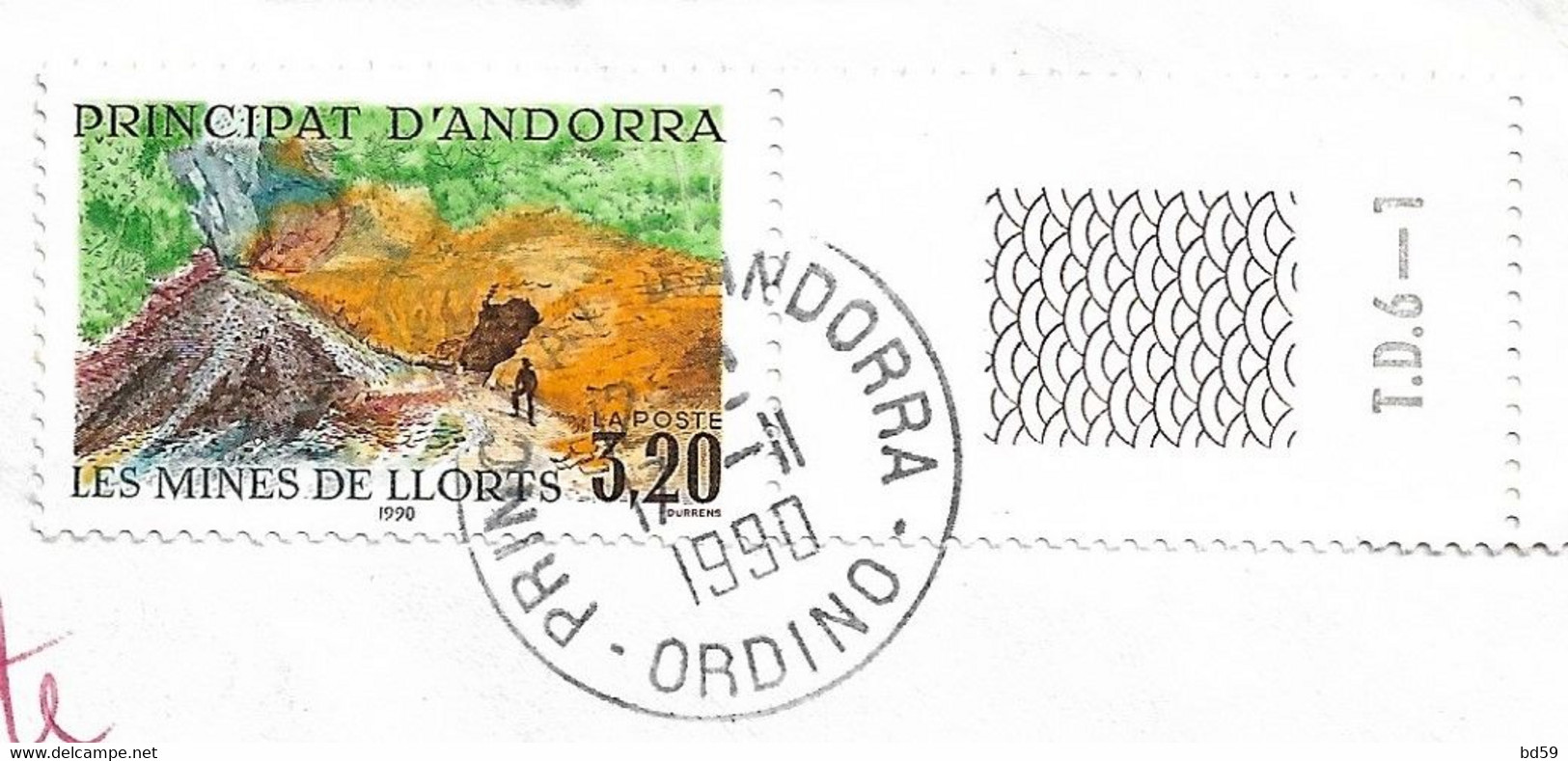 Timbres Sur Lettres 1990 N°386 Mines De Llorts Ordino Pour Madagascar Cote 7,50€ - Lettres & Documents