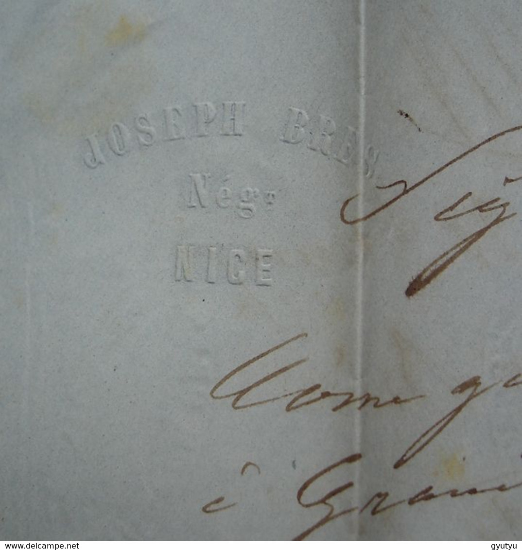 Nice 1859 Joseph Bres , Marque Via Di Mare Da Nizza, Lettre Pour Genova (Gènes) - 1849-1876: Periodo Classico