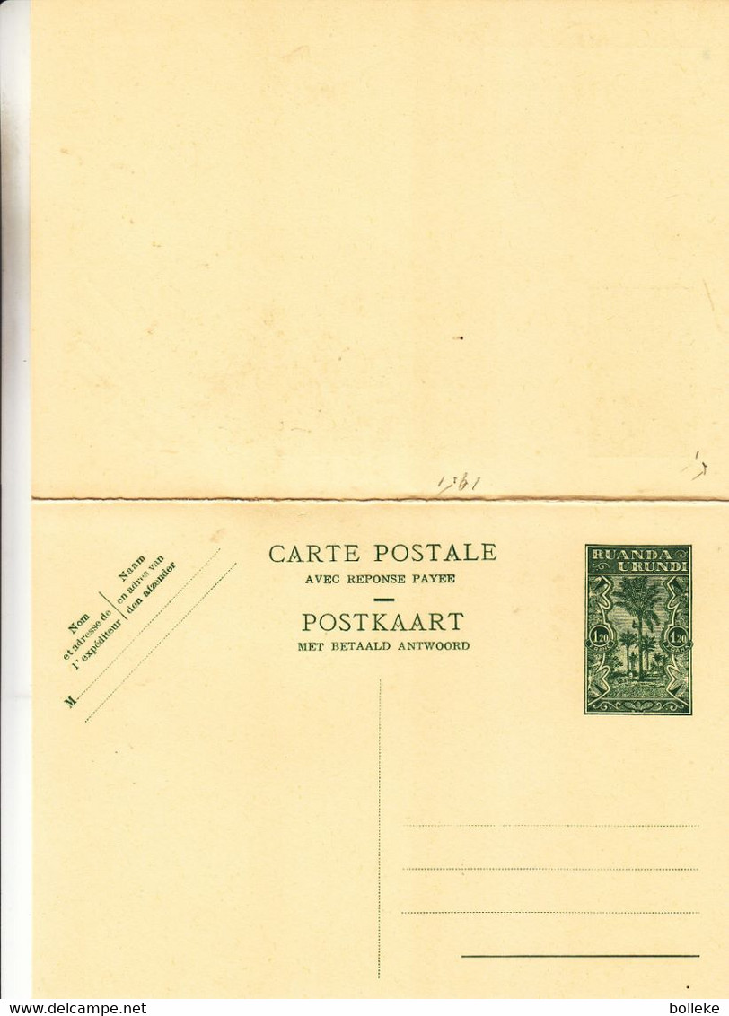 Ruanda Urundi - Carte Postale Avec Réponse Payée De 1951 - Entier Postal - Palmiers - Stamped Stationery