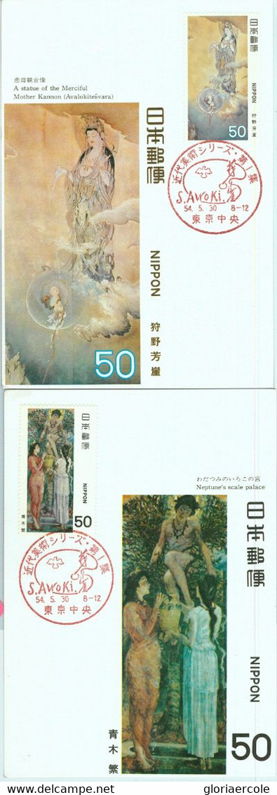 90248 - JAPAN - Postal History - Set Of 2 MAXIMUM CARD  - ART Painting MYTHOLOGY - Cartes-maximum