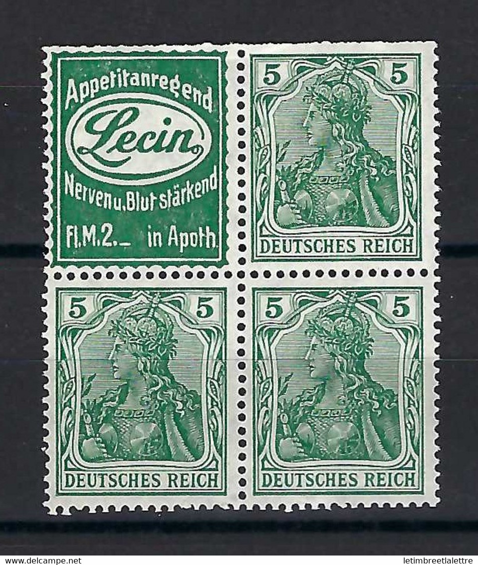 ⭐ Allemagne - Timbre Publicitaire - Michel N° W 2 . 4 * - Neuf Avec Charnière - Lecin -> R 4 - 1911 / 1912 ⭐ - Postzegelboekjes