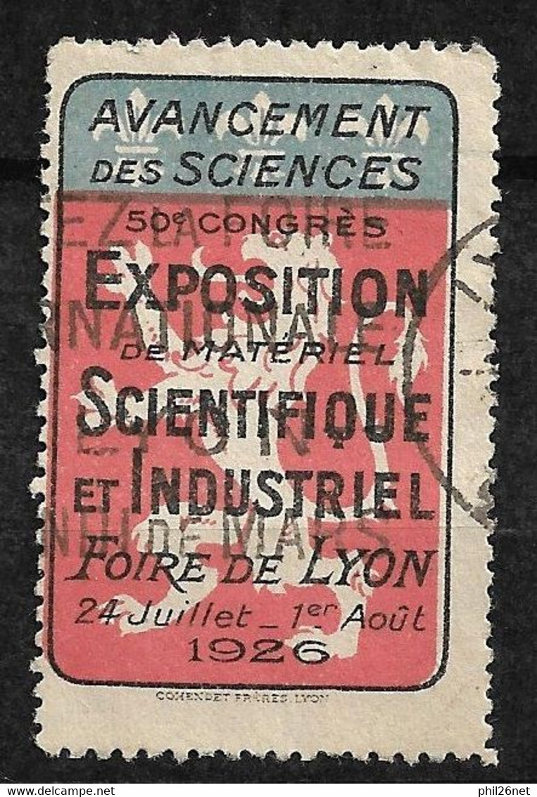 France  Vignette " Foire De Lyon " Exposition Scientifique 24/07 Au 01/08 1924  "  Oblitéré  B/ TB  - Tourismus (Vignetten)