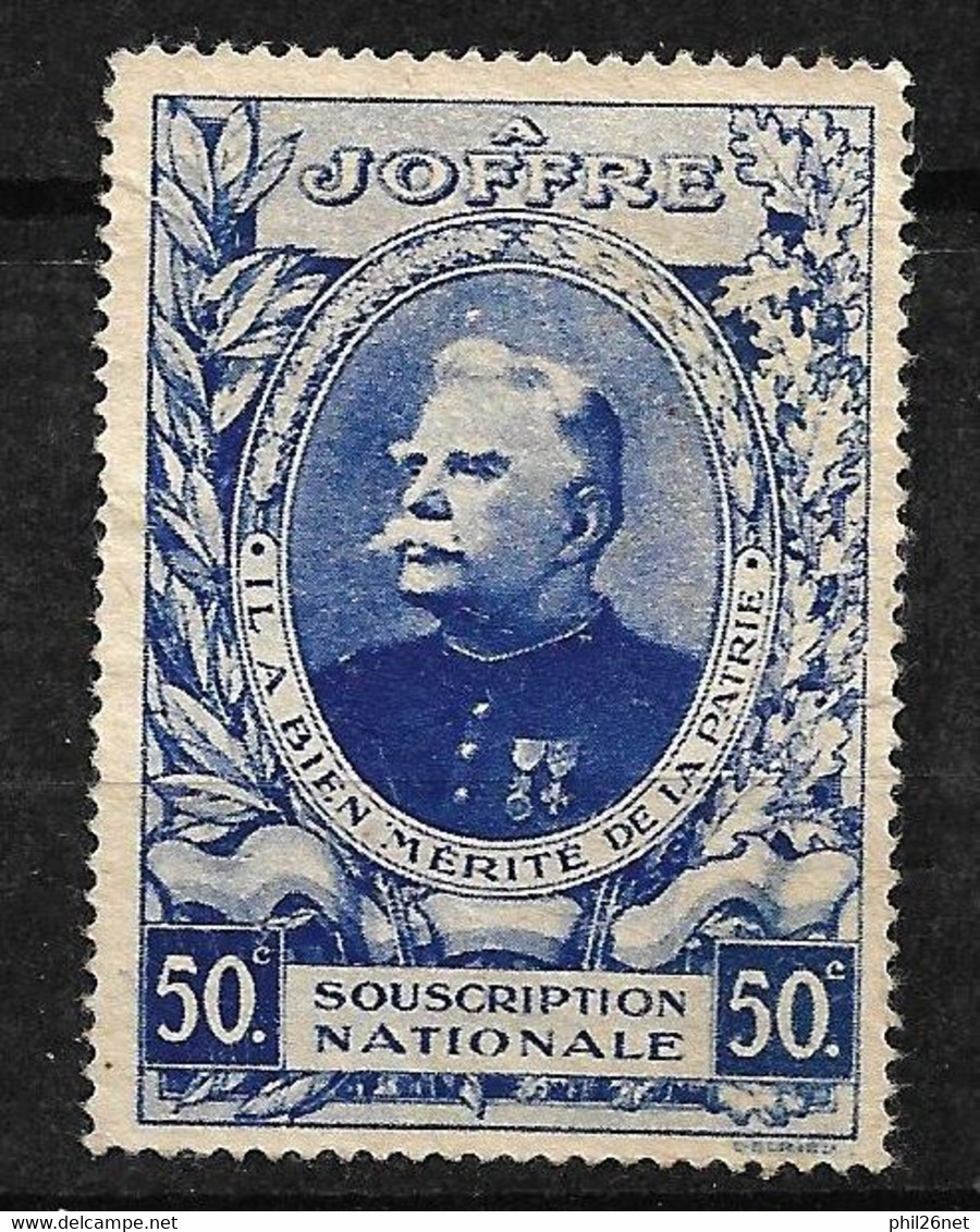 France  Vignette  "  Souscription Nationale à Joffre    "  50c Bleu Type 1 Neuf    B/ TB - Militair