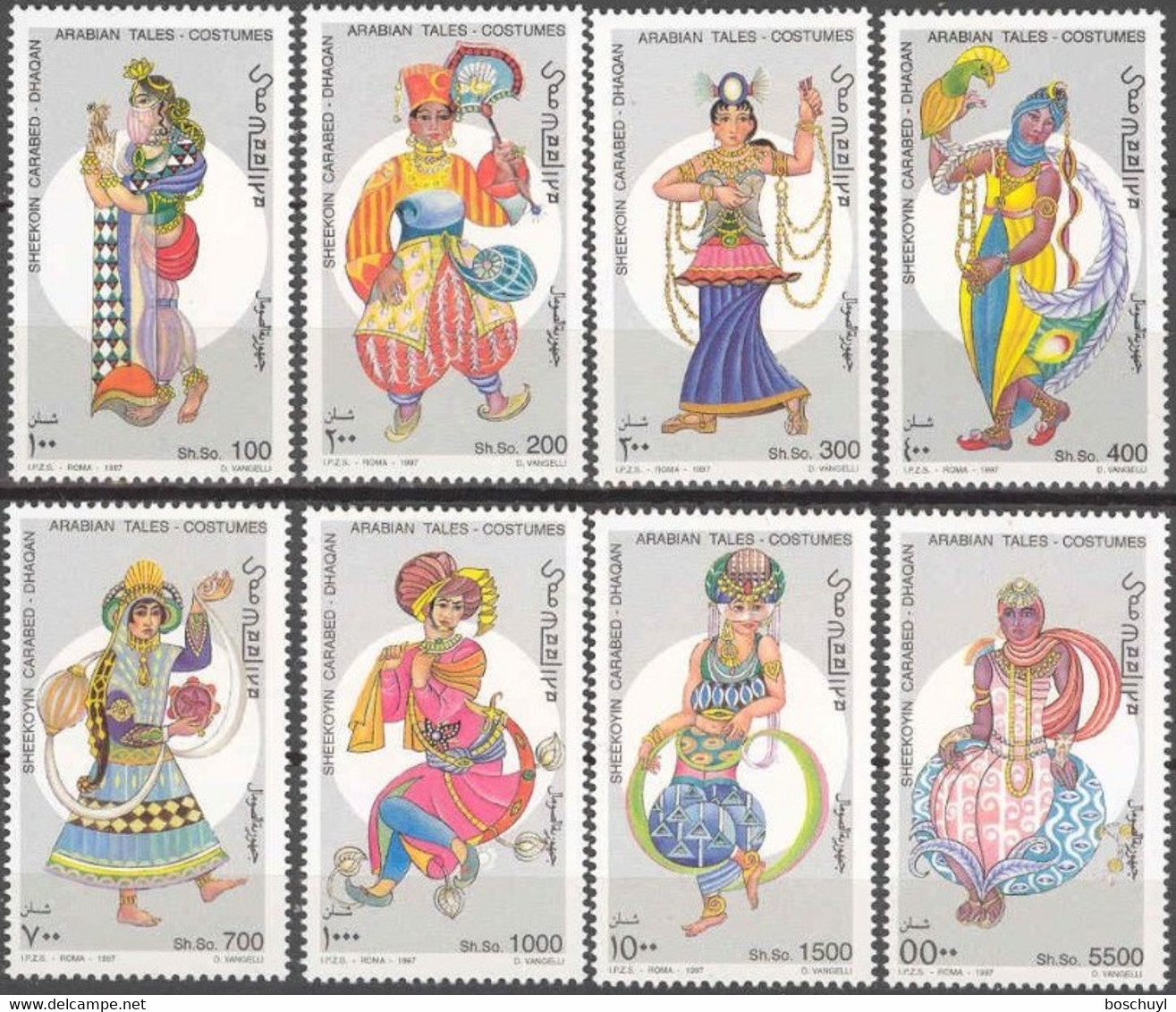 Somalia, 1997, Arab Tales And Women's Costumes, Clothes, Clothing, MNH, Michel 641-648 - Somalia (1960-...)