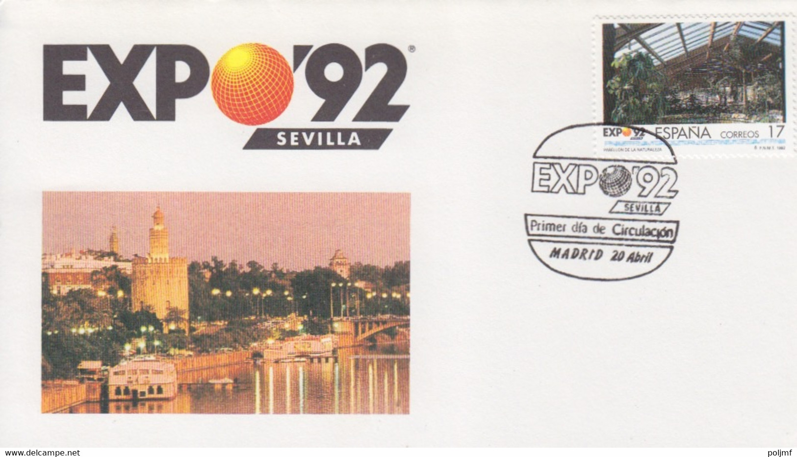 Espagne, 6 FDC Expo 92 Séville Obl. Madrid Le 20 Avril 92 Sur N° 2771, 2772, 2775, 2778, 2779, 2782 (pont C. Colomb) - 1992 – Sevilla (Spanien)