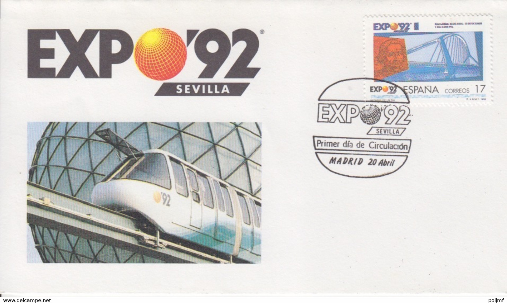 Espagne, 6 FDC Expo 92 Séville Obl. Madrid Le 20 Avril 92 Sur N° 2771, 2772, 2775, 2778, 2779, 2782 (pont C. Colomb) - 1992 – Sevilla (Spanien)