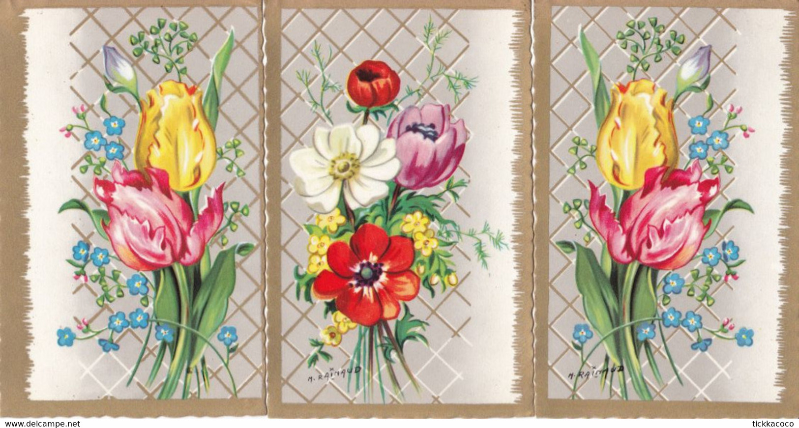 LOT DE 3 CPA FANTAISIE FLEURS ET TULIPES - Other & Unclassified