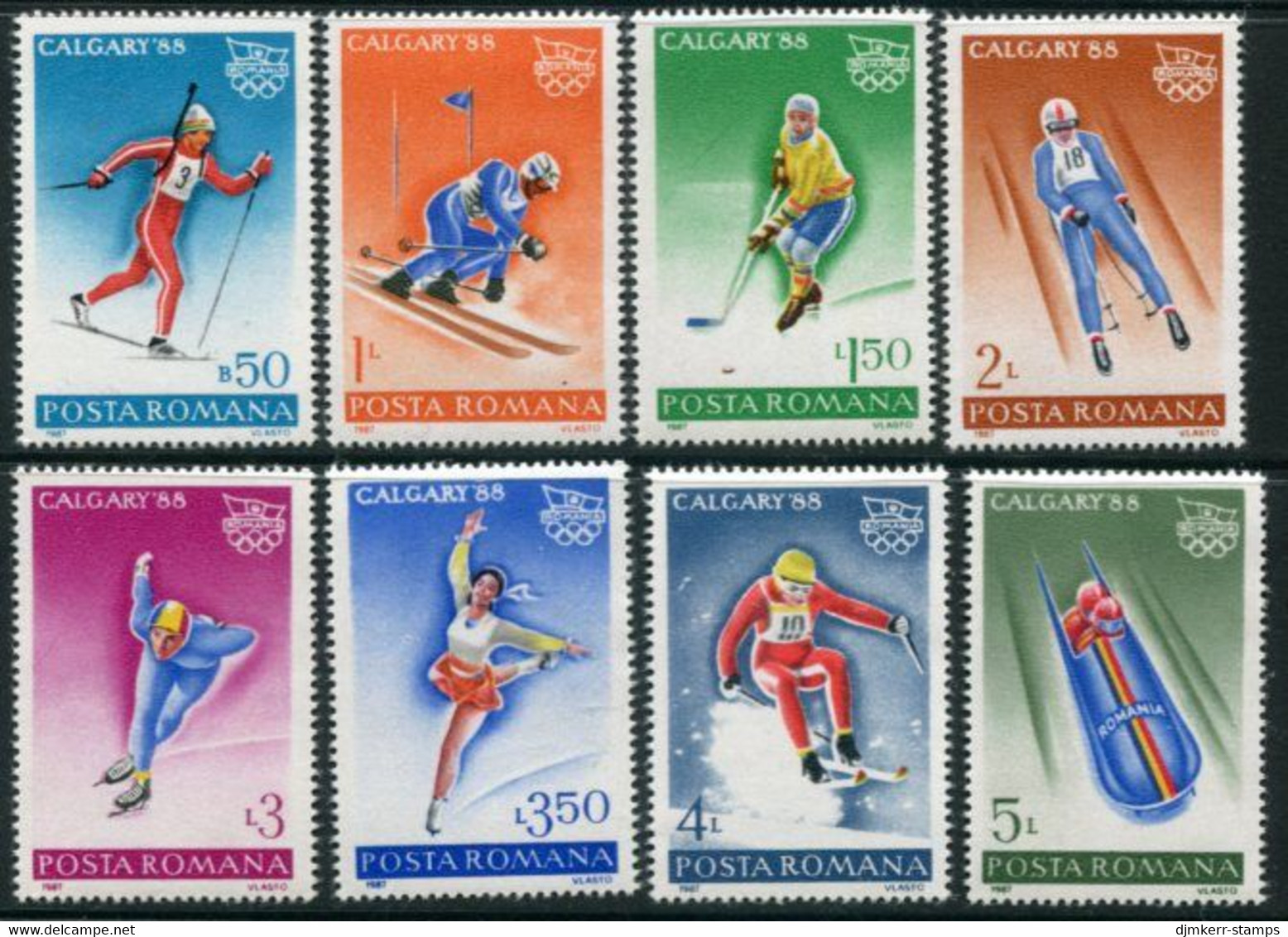 ROMANIA 1987 Winter Olympic Games MNH / **.  Michel 4418-25 - Unused Stamps