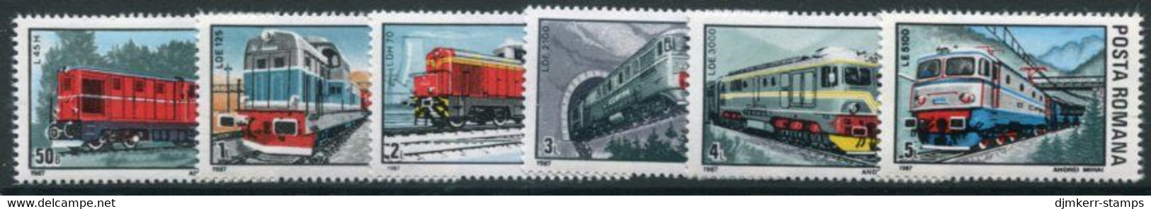 ROMANIA 1987 Locomotives MNH / **.  Michel 4366-71 - Nuevos