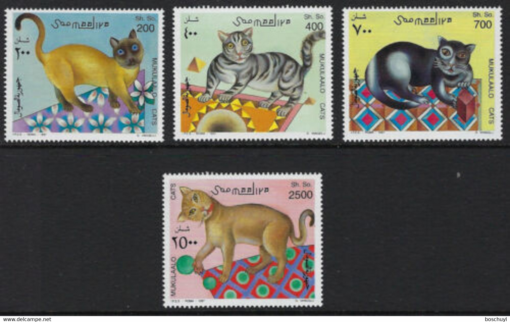 Somalia, 1997, Cats, Animals, Fauna, Pets, MNH, Michel 624-627 - Somalie (1960-...)