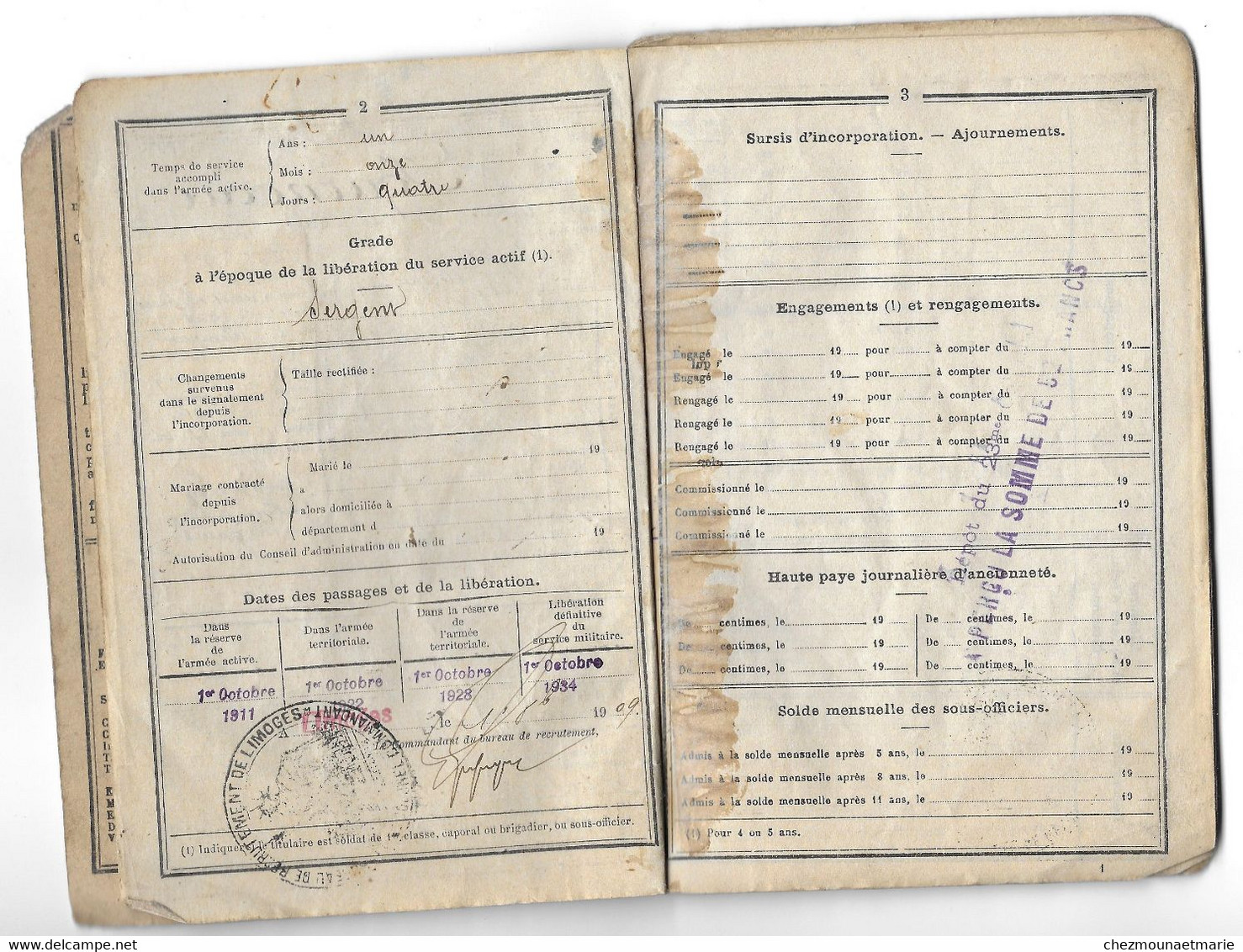 FOURNEAU EUGENE NE 1888 CREUSE 100 E INFANTERIE LIVRET MILITAIRE CERTIF BONNE CONDUITE RECU MAIRIE ORDRE REGIMENT - Documenti