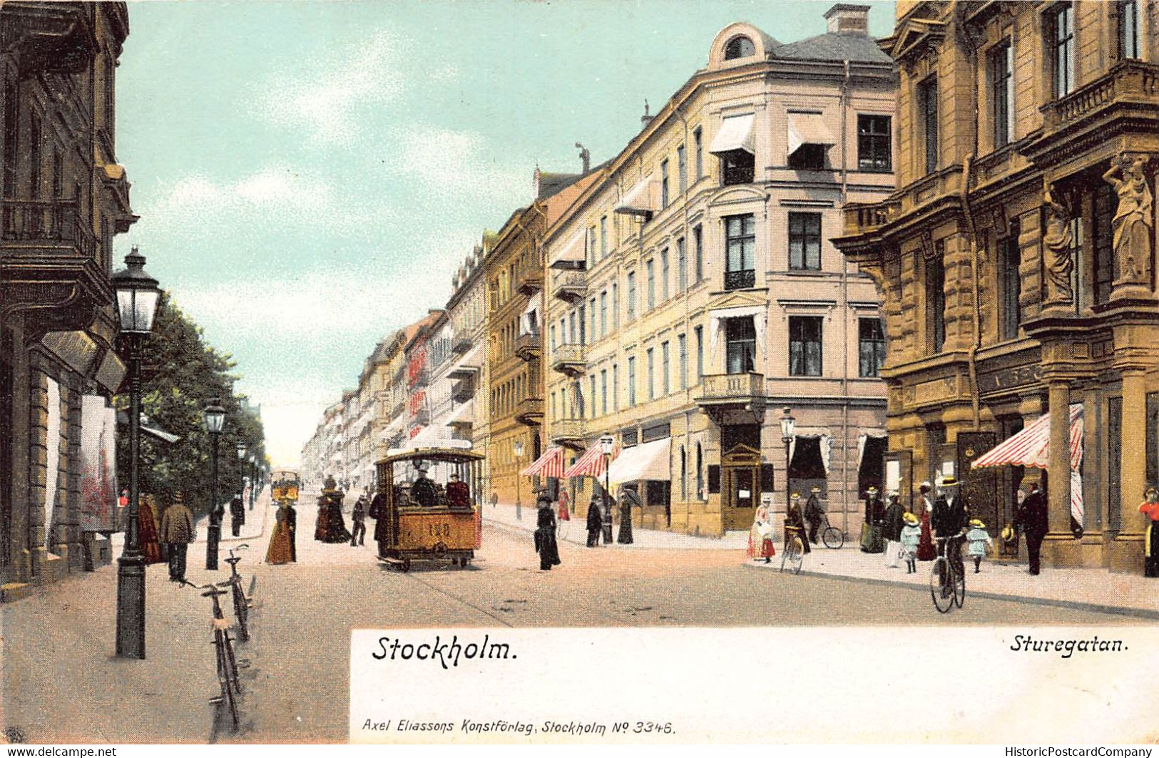 STOCKHOLM SWEDEN~STUREGATAN-TRAM 198~1900s AXEL ELIASSONS #3346 POSTCARD 49487 - Sweden