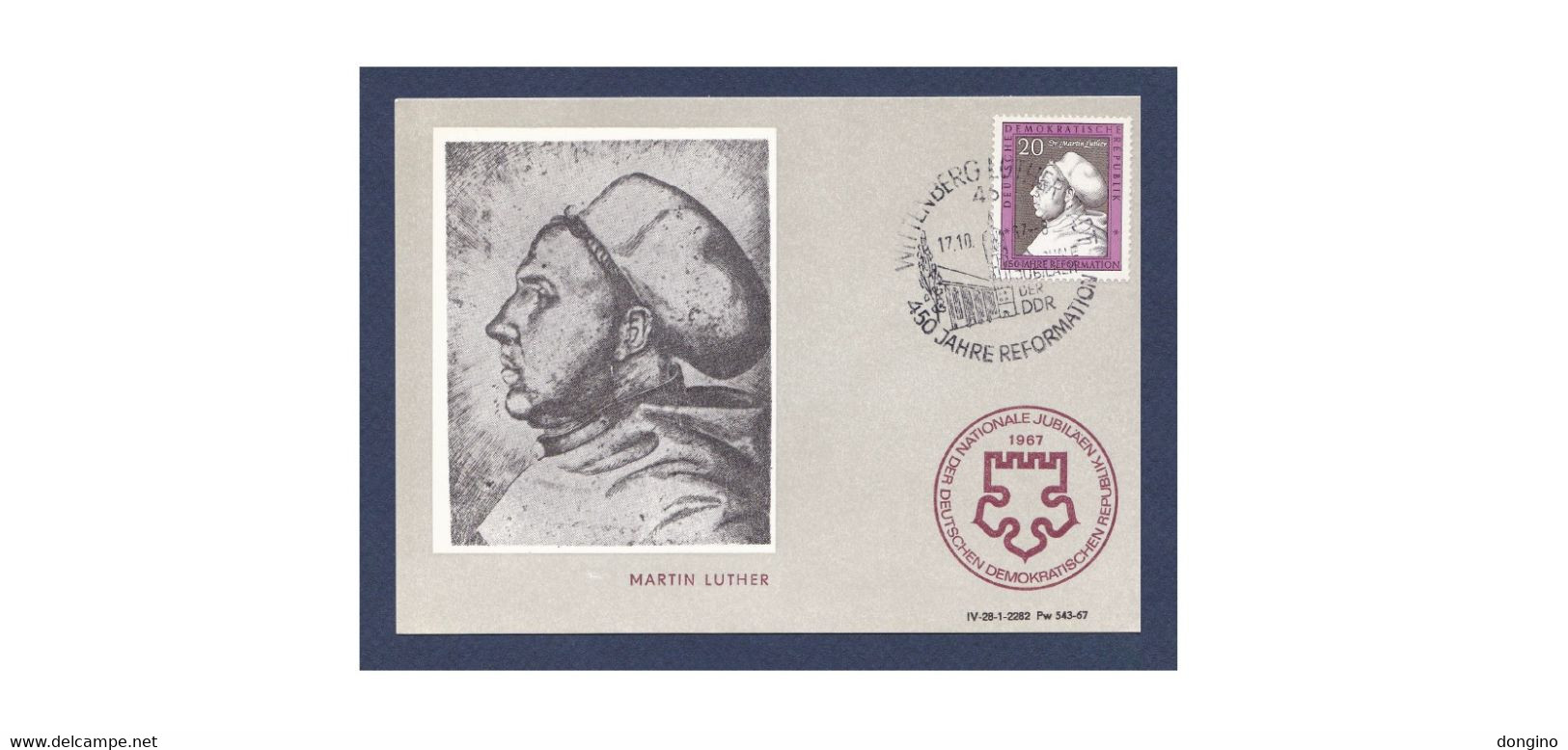 H169. East Germany / RDA / DDR / 1967 / Martin Luther / Lutero / Carte Maximum / Maxicard - Theologen