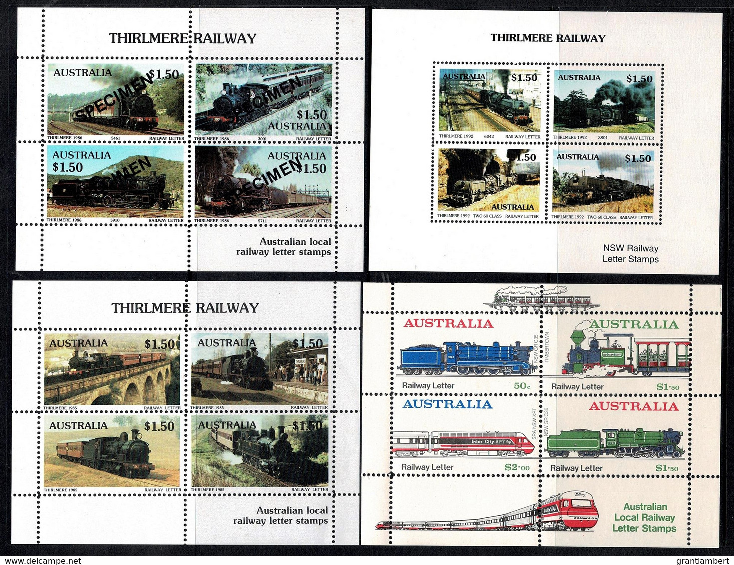 Australia 1984 - 1989 Thirlmere Railway Four Minisheets MNH - Cinderella - See Notes - Cinderella