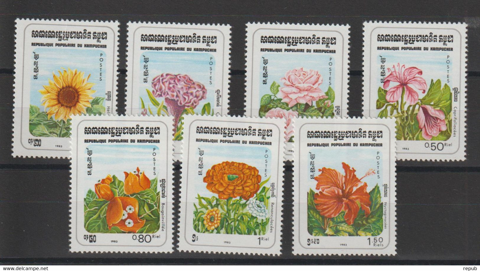 Kampuchea 1983 Fleurs 419-25 7 Val ** MNH - Kampuchea