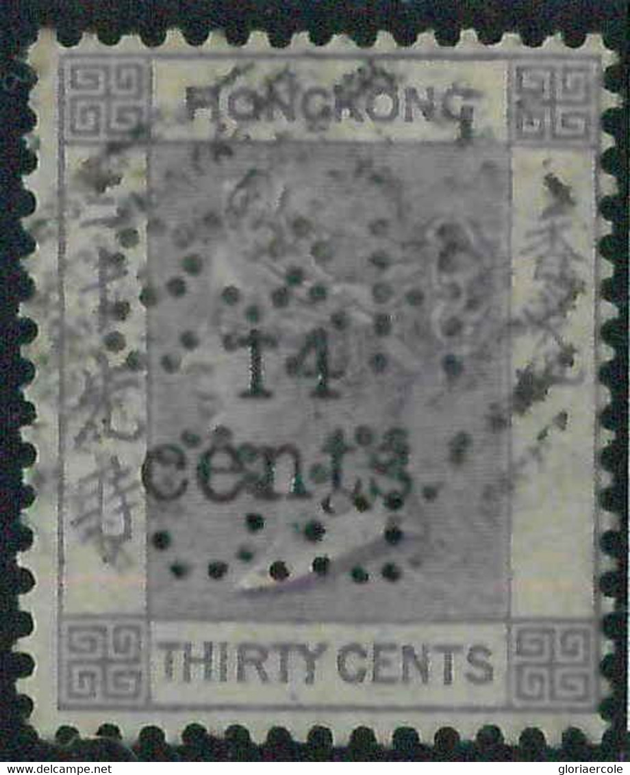 BK0995b - HONG KONG - STAMPS - SG # 44 --- Fine USED With PERFIN! BC & - Unused Stamps