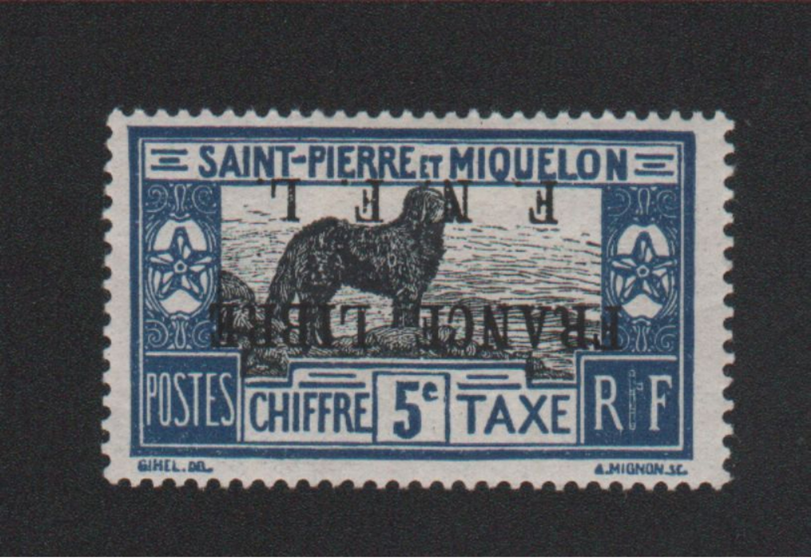 Faux Curiosité Saint-Pierre Et Miquelon Taxe N° ?, 5 C Surcharge Renversée Gomme Charnière - Postage Due