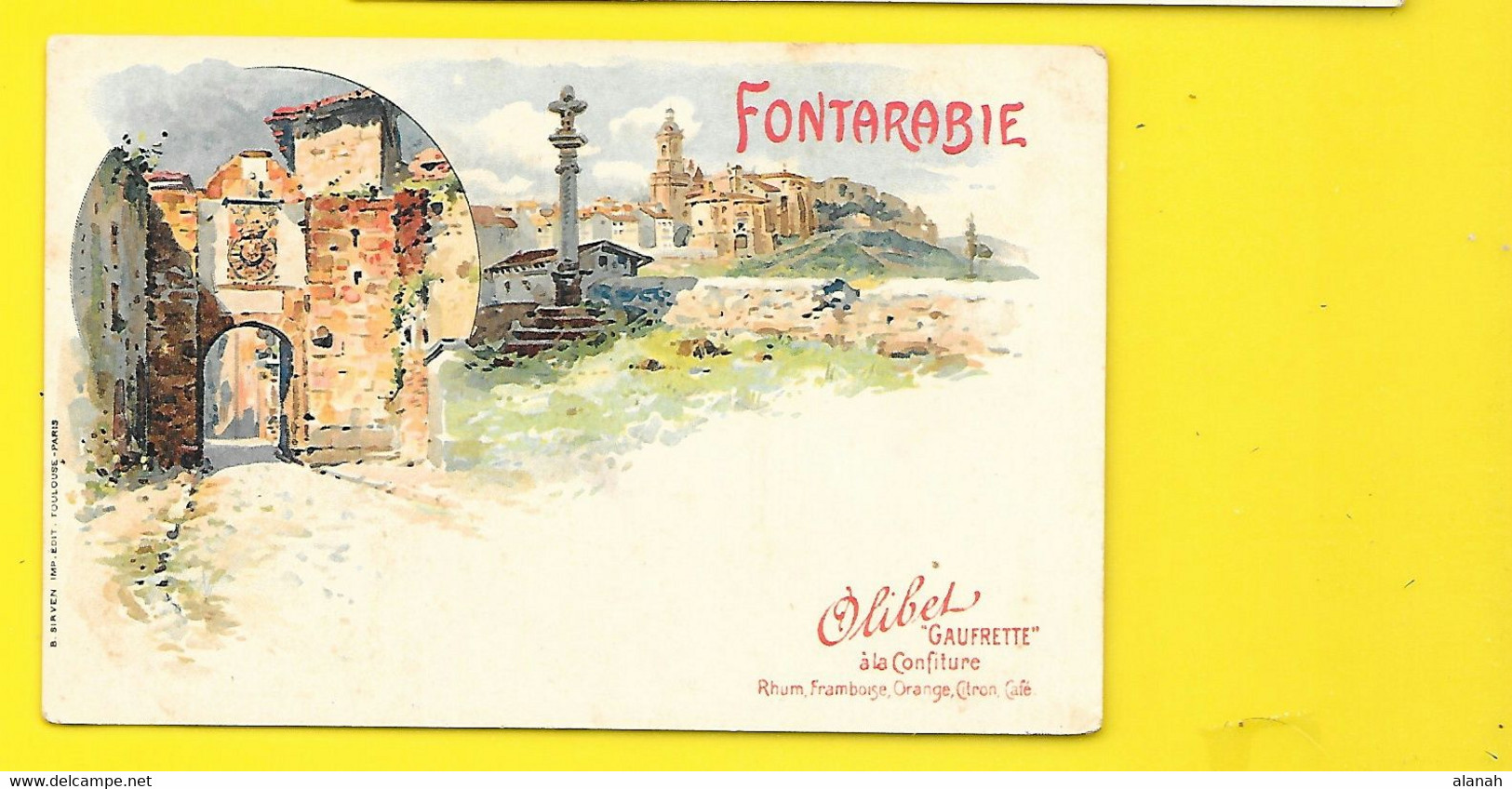 FONTARABIE Litho Gaufrette Olibet (Sirven) Espagne - Guipúzcoa (San Sebastián)