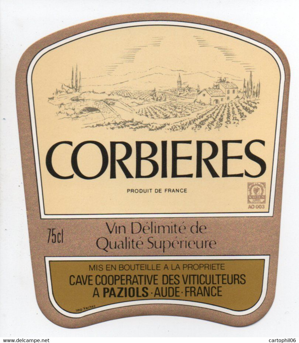 - Etiquette De Vin CORBIERES - CAVE DES VITICULTEURS A PAZIOLS (Aude) - - Otros & Sin Clasificación