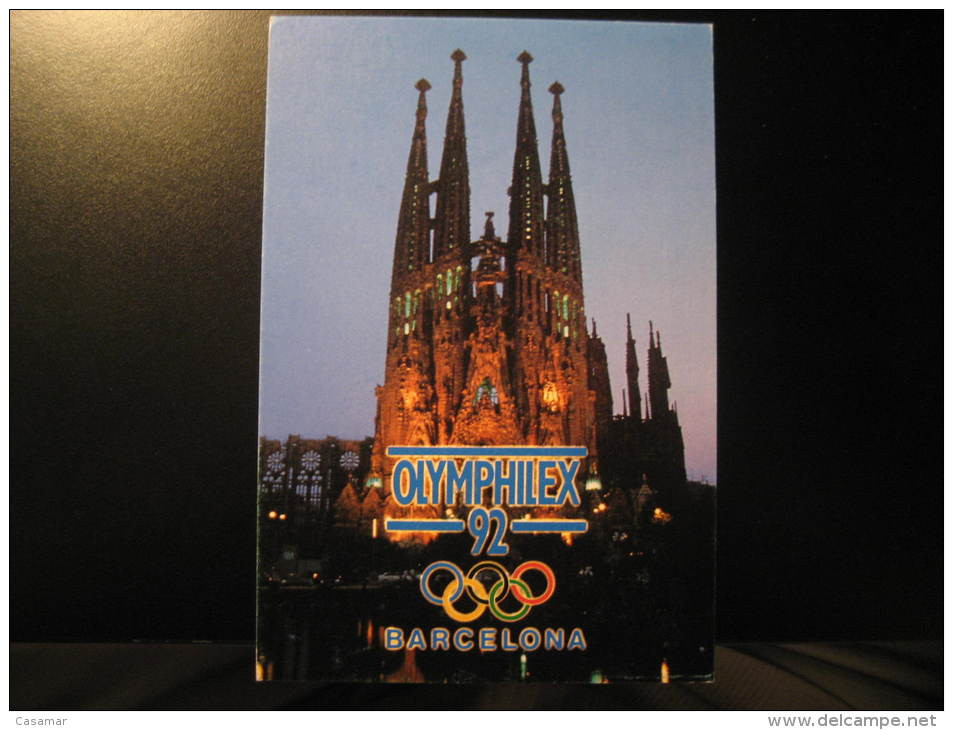 BARCELONA 1992 Olymphilex Day 3 August Cancel Stamp Set Card Gaudi Sagrada Familia Cobi Olympic Games Olympics Spain - Summer 1992: Barcelona