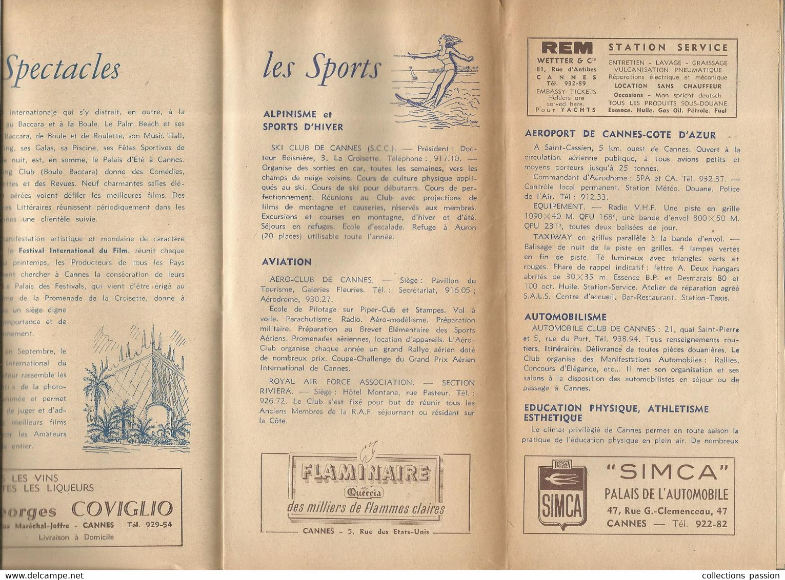 Dépliant Touristique ,CANNES ,1952 , Renseignements Généraux, 12 Pages , 2 Scans , Frais Fr 1.95 E - Toeristische Brochures