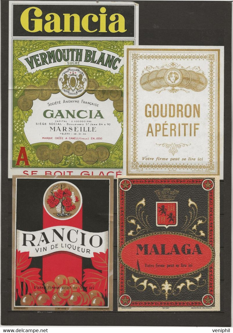 LOT DE 4 ETIQUETTES APERITIFS - Collections, Lots & Séries