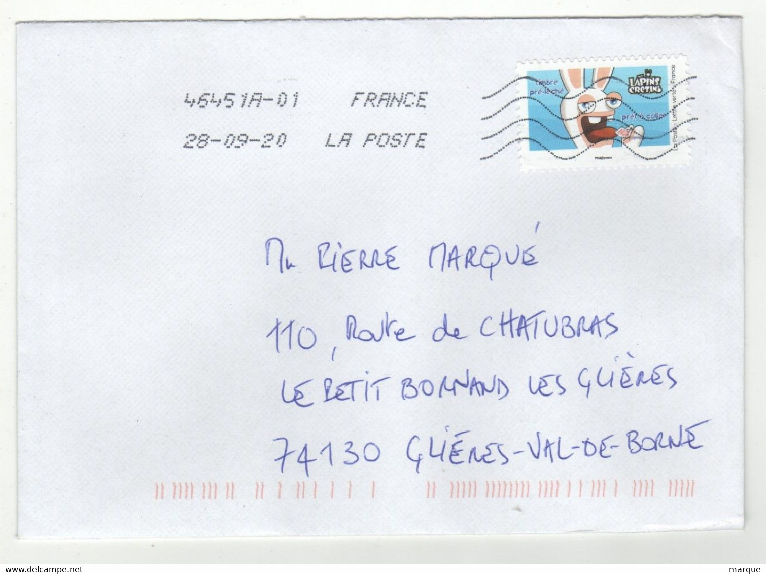 Enveloppe FRANCE Oblitération LA POSTE 46451A-01 28/09/2020 - Storia Postale