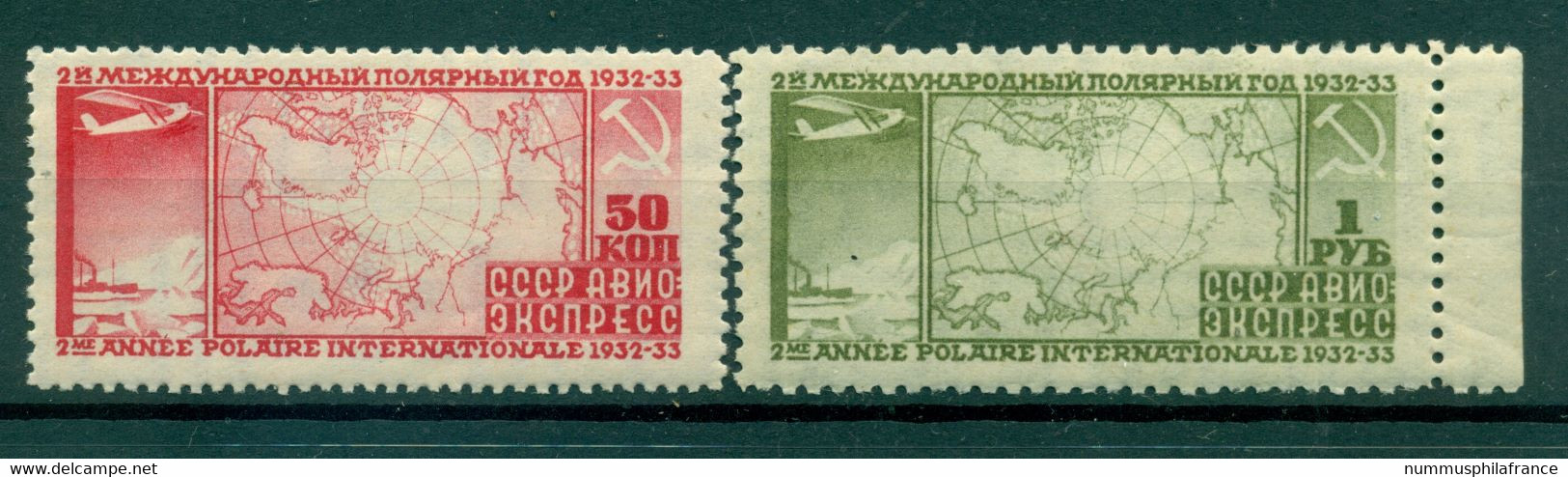 URSS 1932 - Y & T N. 31/32 Poste Aérienne - 2e Année Polaire Internationale (Michel N. 410 A/11 B) - Neufs