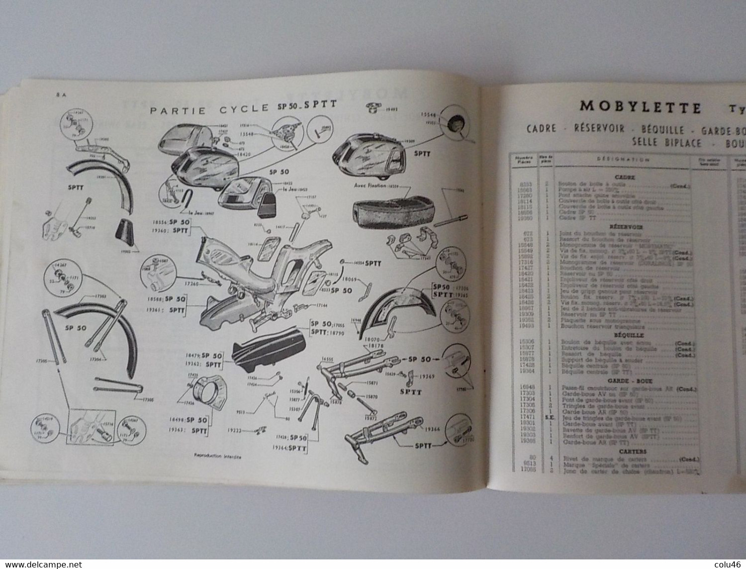 1974 Catalogue Pièces Détachées Mobylette Motobécane Motoconfort Type SPTT - SP50 Pantin France - Motorfietsen