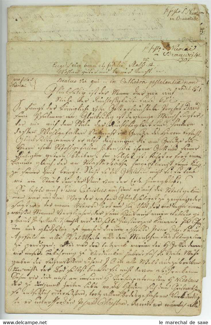 Brauweiler 3 Predigten Um 1807 Zu St. Nikolaus 26 Pp. - Manuscripten