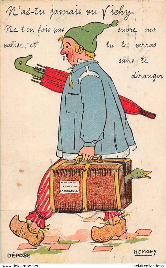 Vichy           03      Paysan Et Sa Valise. Carte A Système  Dépliant  Dessinée Par Hemgey      (voir Scan) - Vichy