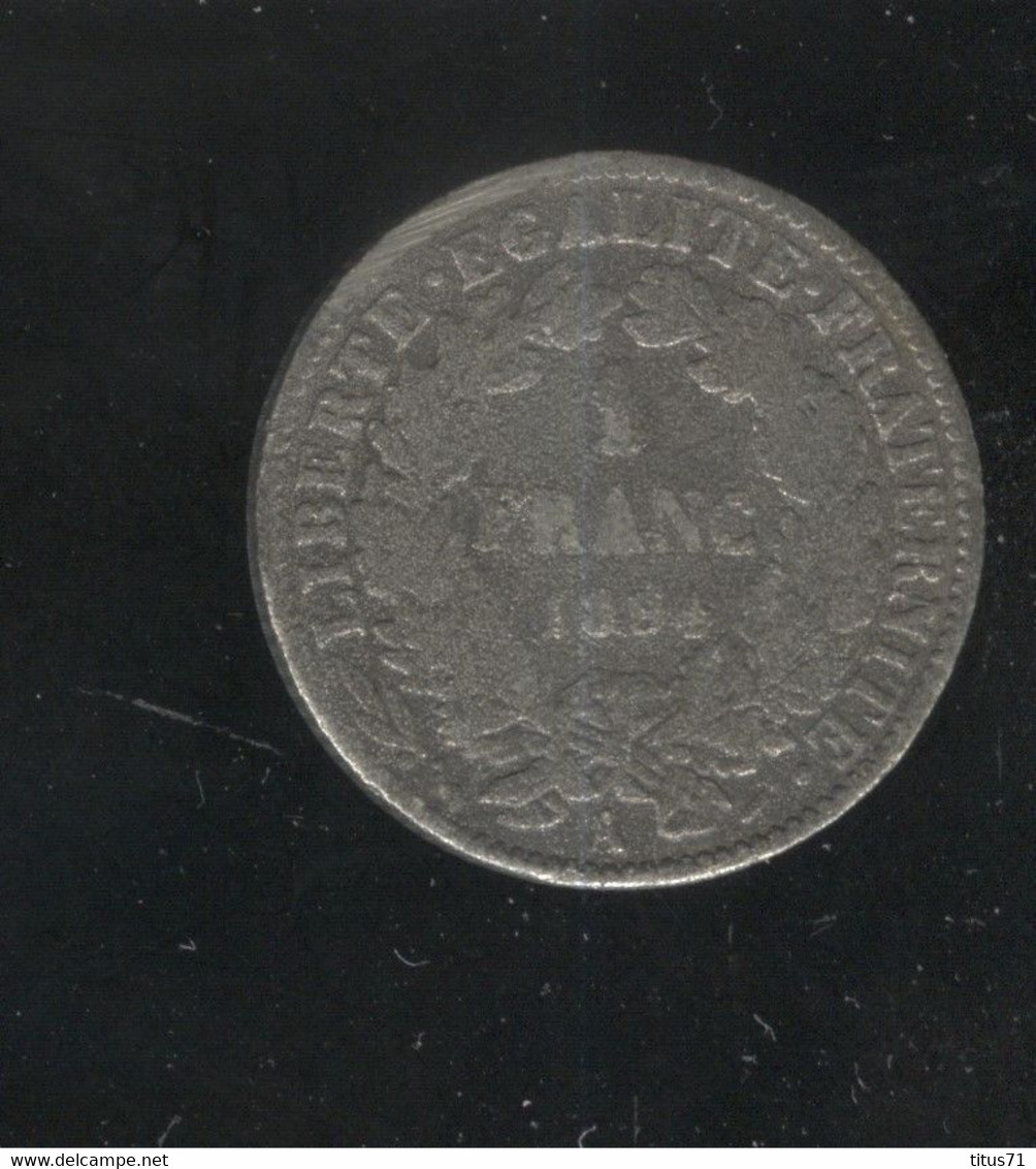 Fausse 1 Francs 1884 - Pièce Moulée - Exonumia - Varianten En Curiosa