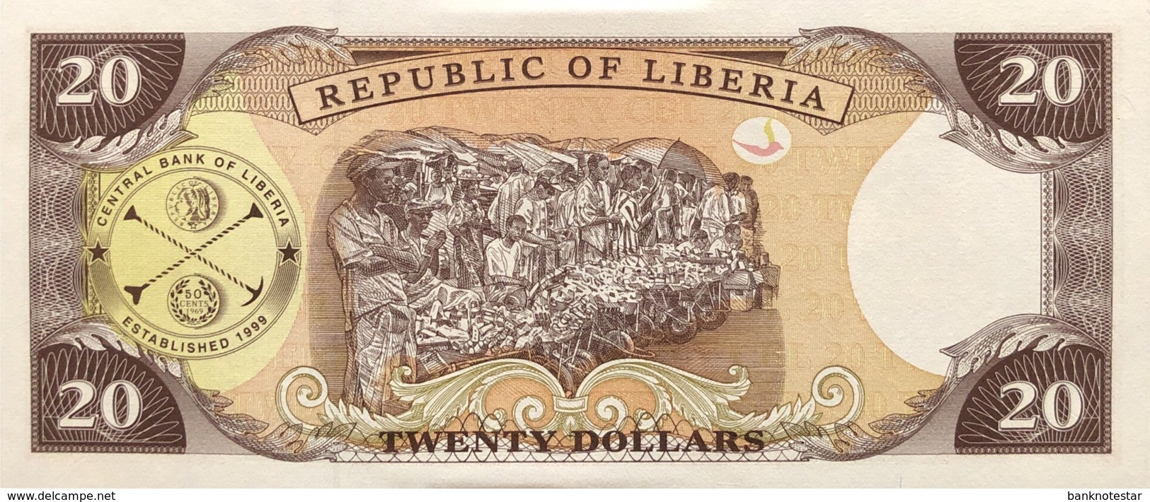 Liberia 20 Dollars, P-23a (1999) - AU - Liberia