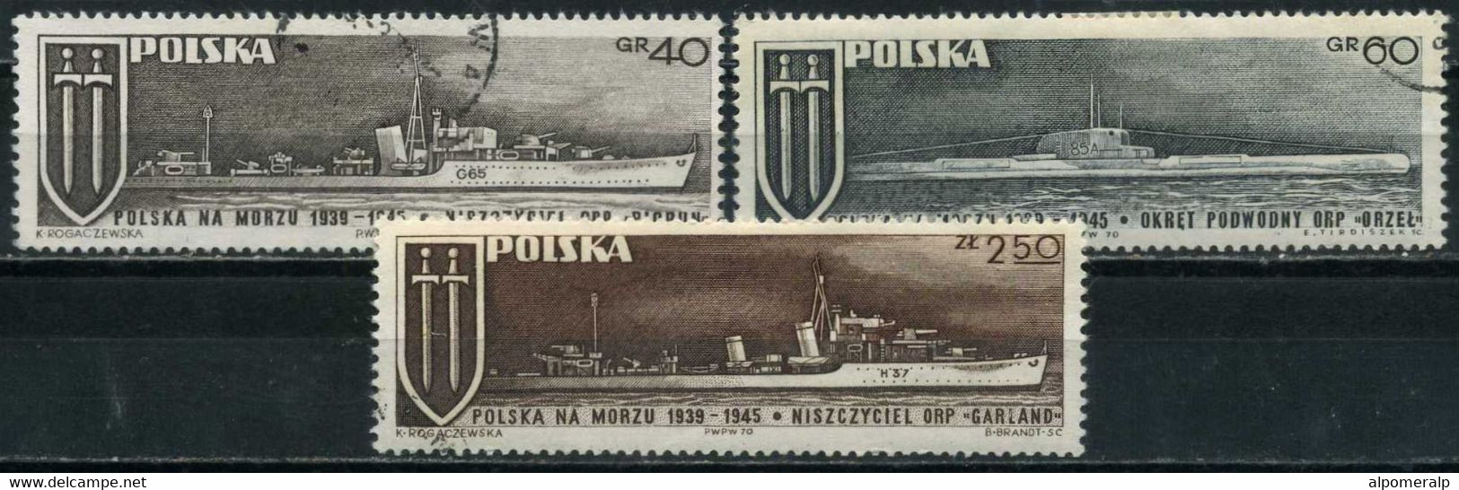 Poland 1970 Mi 2029-2031  Polish Navy During WW2 | Military Forces, Navies, War Ships (Complete Set, Used) - Andere & Zonder Classificatie