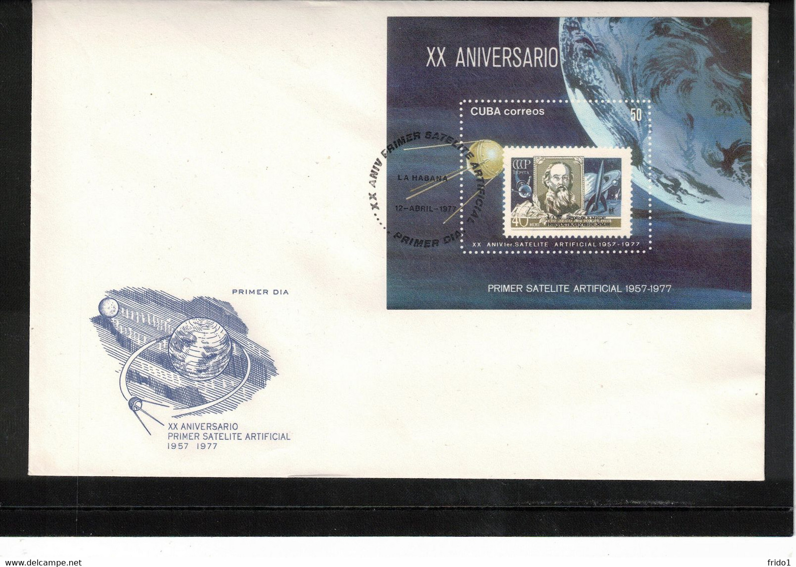 Cuba 1977 Space / Raumfahrt  20th Anniversary Of The First Artificial Satellite FDC - Amérique Du Sud