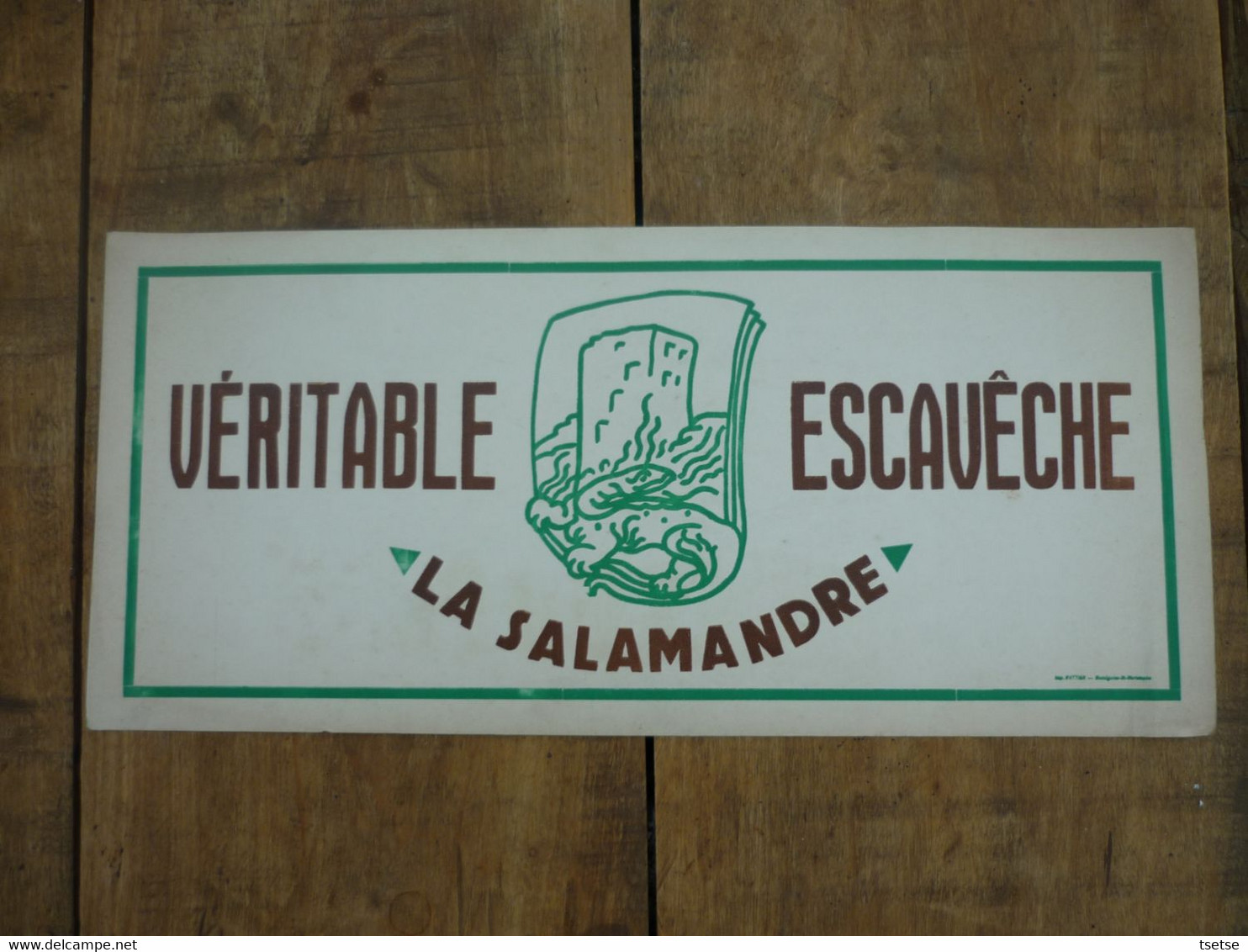 Carton Publicitaire Escavêche " La Salamandre " Beaumont - Beaumont