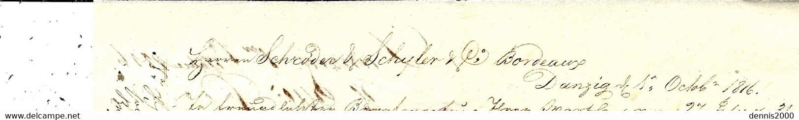 1816- Letter From Danzig  To Bordeaux ( France ) TRANSIT    " AMSTERDAM " Red  Rating 11 D - ...-1860 Prephilately