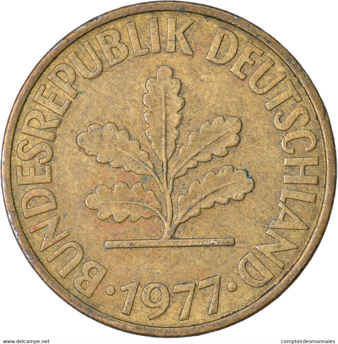 Monnaie, République Fédérale Allemande, 10 Pfennig, 1977, Munich, TB+, Brass - 10 Pfennig