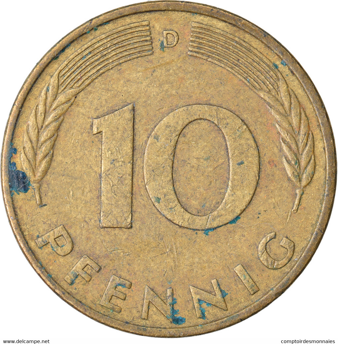 Monnaie, République Fédérale Allemande, 10 Pfennig, 1977, Munich, TB+, Brass - 10 Pfennig