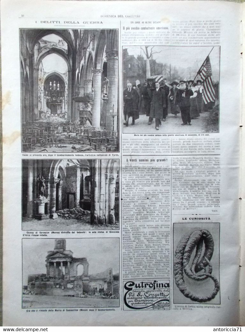 La Domenica Del Corriere 7 Marzo 1915 WW1 Ypres Sermaize Porto Di Genova Morelli - Guerre 1914-18