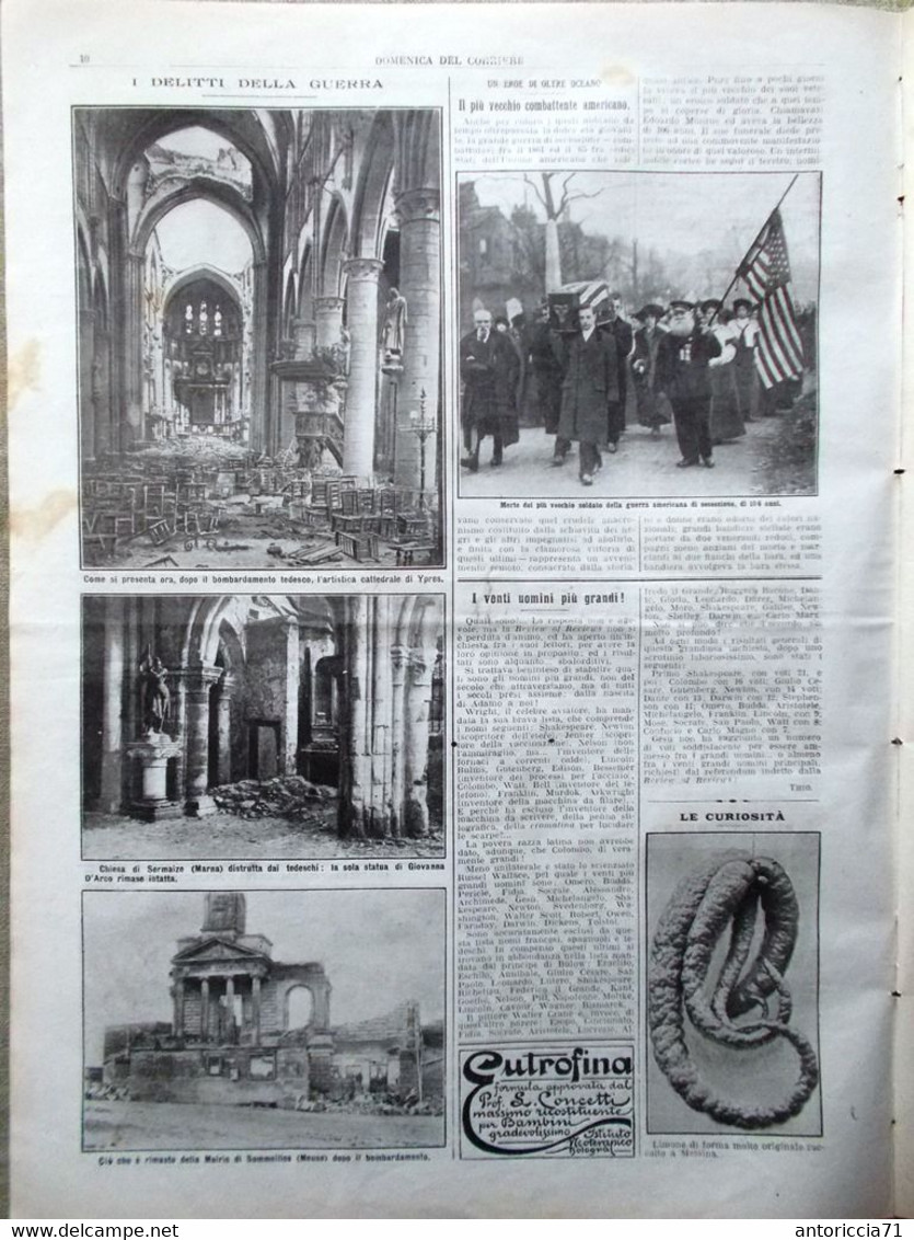 La Domenica Del Corriere 7 Marzo 1915 WW1 Ypres Sermaize Porto Di Genova Morelli - War 1914-18