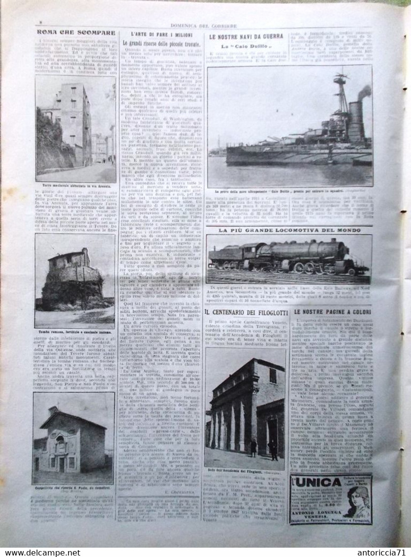 La Domenica Del Corriere 28 Marzo 1915 WW1 Porto Genova Fabrizi Bovio Svizzera - Weltkrieg 1914-18