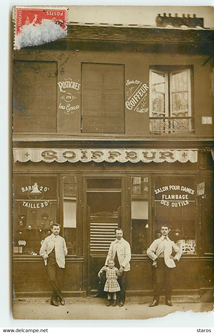 Carte Photo - PARIS XV - 25, Rue Du Commerce - Devanture D'un Salon De Coiffure - District 15