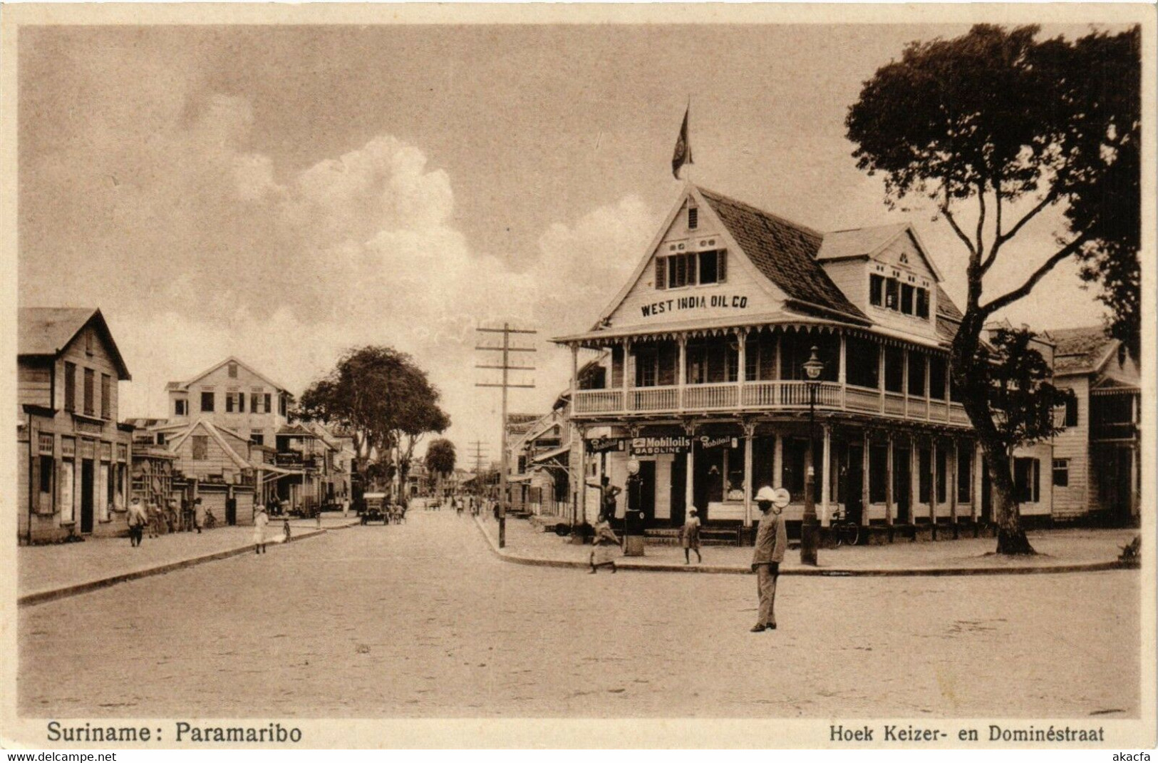 PC CPA PC CPA SURINAME PARAMARIBO HOEK KEIZER- EN DOMINÉSTRAAT POSTCARD (b4748) - Surinam