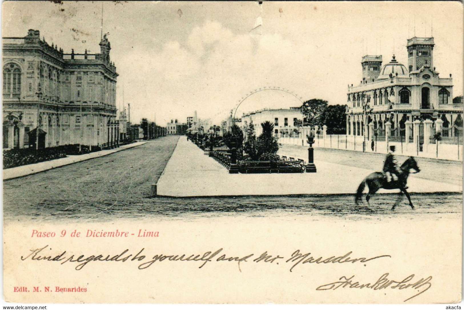 PC CPA PERU, PASEO 9 DE DICIEMBRE, LIMA, VINTAGE POSTCARD (b11071) - Pérou