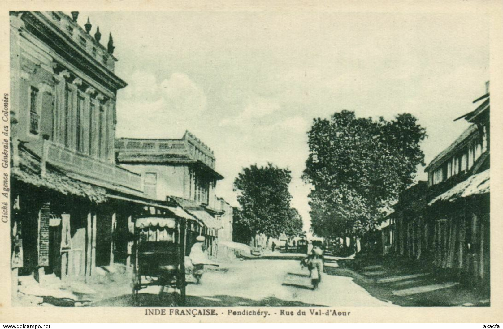 PC CPA INDIA, PONDICHÉRY, RUE DU VAL D'AOUR, Vintage Postcard (b21854) - India