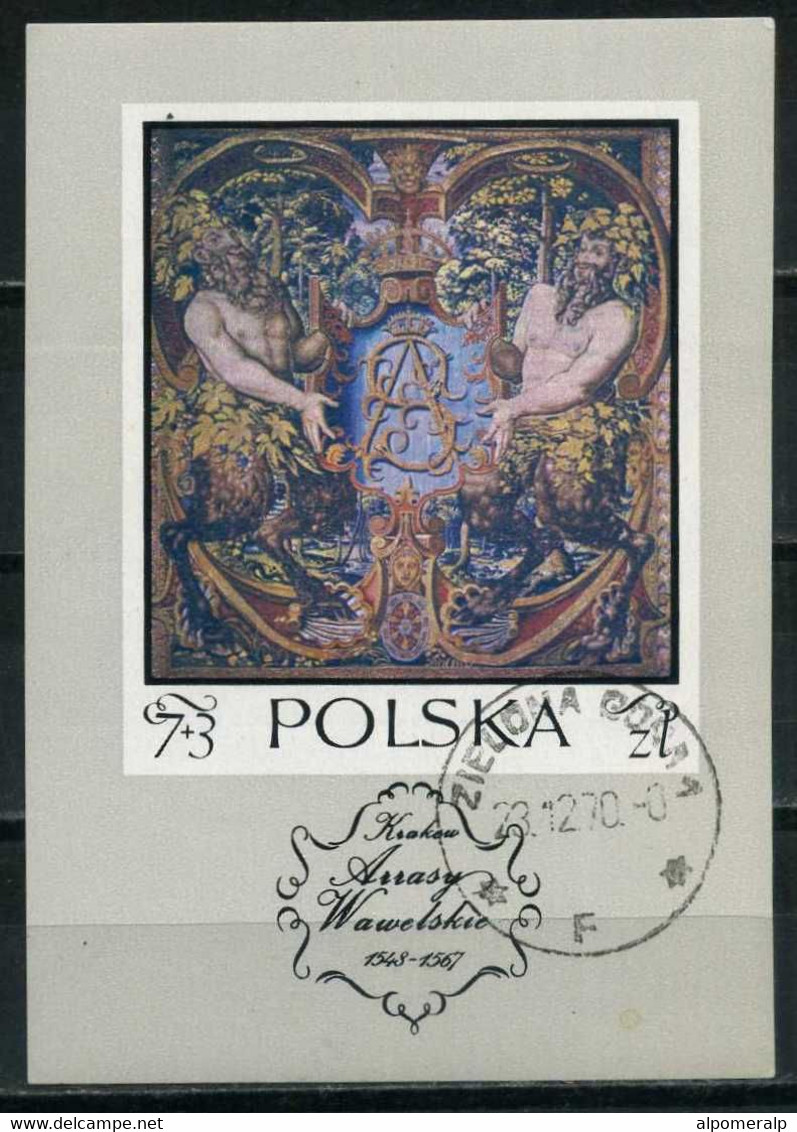 Poland 1970 Mi Block 44 Satyrs Holding Monogran Of King Sigmund Augustus | Art, Textile, Goblen, Mythology (Complete Set - Altri & Non Classificati